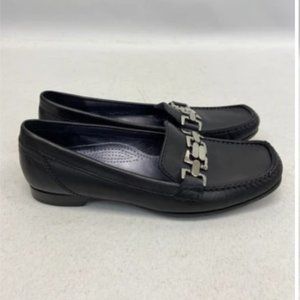 Cole Haan - Anjali Leather Moccasin Loafer D20403 Black Silver Buckle Chain: 6.5